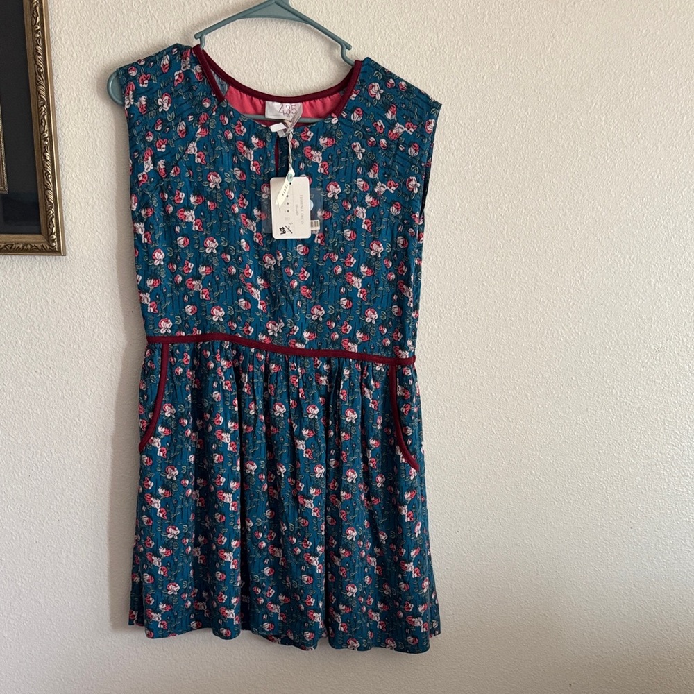 Matilda Jane Floral Dress - Teal and Red